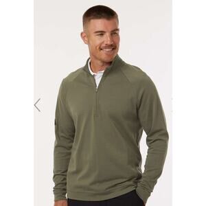 Adidas 1/4 Zip Pullover Mens L Olive Green Performance Golf Tennis Athleisure
